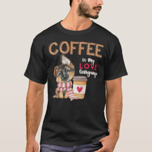 Kaffe är min Kärlek-tyska shepherd Puppy V T Shirt