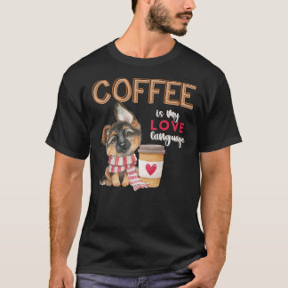 Kaffe är min Kärlek-tyska shepherd Puppy V T Shirt