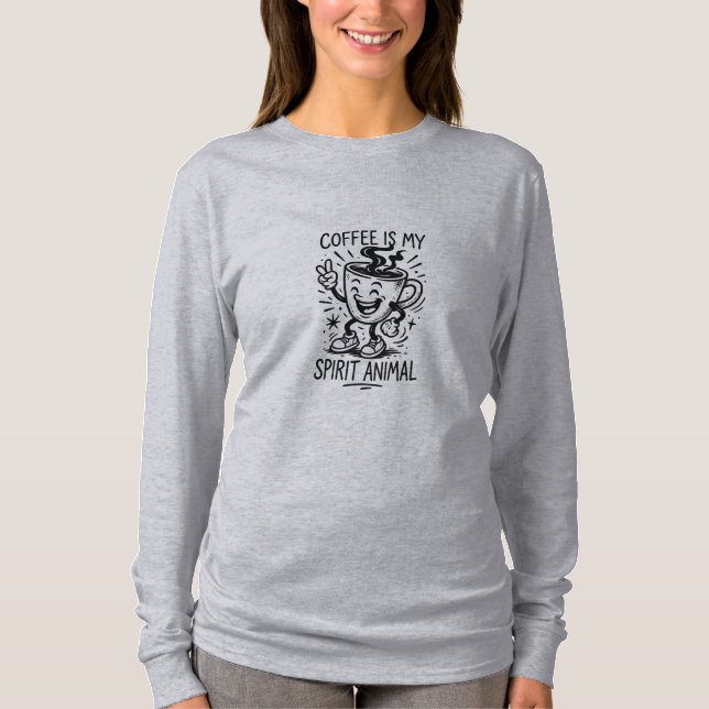 Kaffe är min Långärmad för unga kvinnor. T Shirt (Framsida)