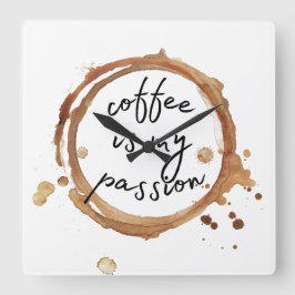 kaffe är min passion fyrkantig klocka
