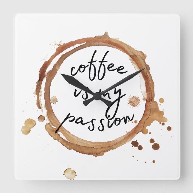 kaffe är min passion fyrkantig klocka (Framsida)