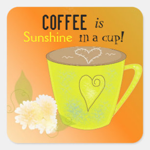 Kaffe är min solskensoffert fyrkantigt klistermärke