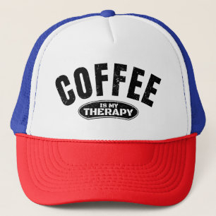 kaffe är min terapi koffein rolig typografi keps