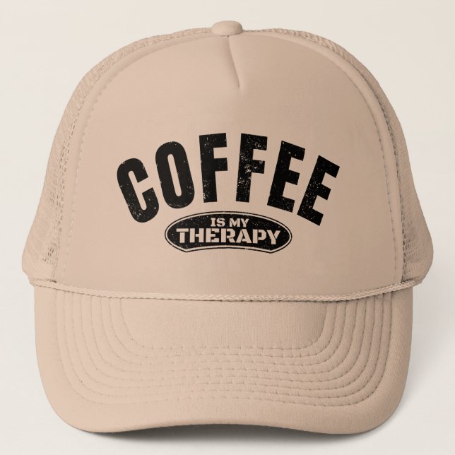 kaffe är min terapi koffein rolig typografi  keps (Framsida)