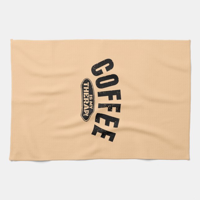 kaffe är min terapi koffein rolig typografi  kökshandduk (Horisontell)