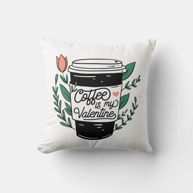 Kaffe är min Valentine Pillow Kudde (Framsida)