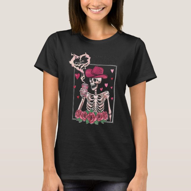 Kaffe är min Valentine Skeleton par kaffe T Shirt (Framsida)