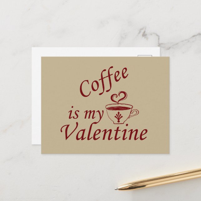 Kaffe är min valentinniga lustiga helg vykort (Fram/Back In Situ)