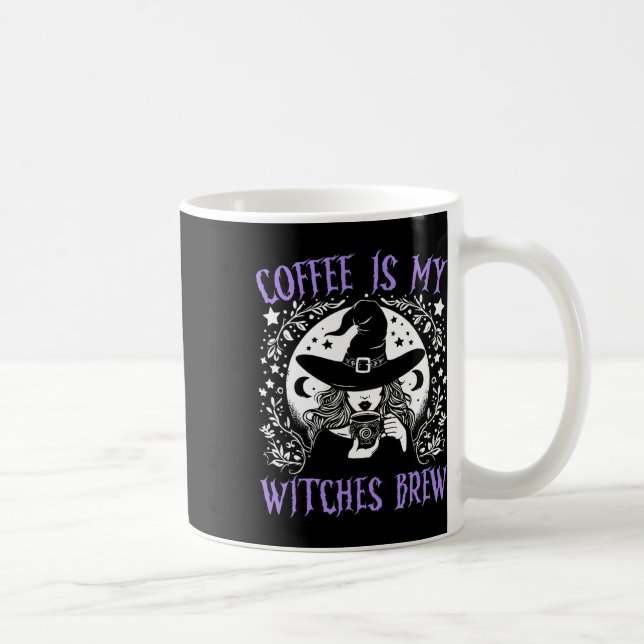 Kaffe är min vinkling Brew Retro Halloween Witch B Kaffemugg (Höger)