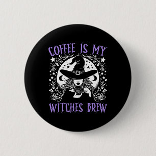Kaffe är min vinkling Brew Retro Halloween Witch B Knapp
