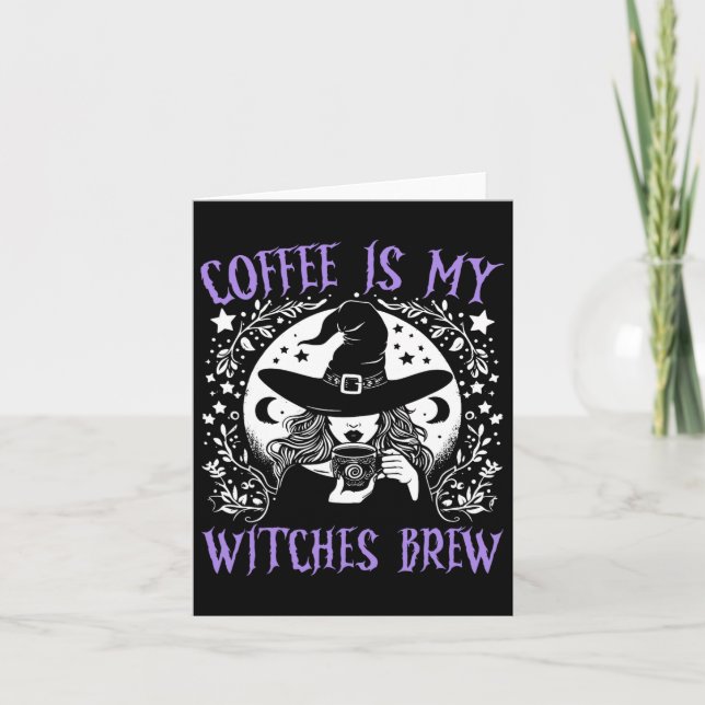 Kaffe är min vinkling Brew Retro Halloween Witch B Kort (Framsida)