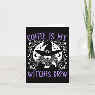 Kaffe är min vinkling Brew Retro Halloween Witch B Kort