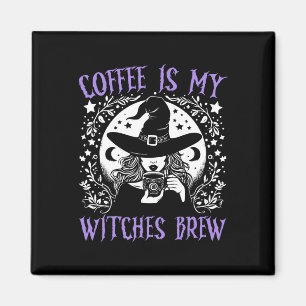 Kaffe är min vinkling Brew Retro Halloween Witch B Magnet