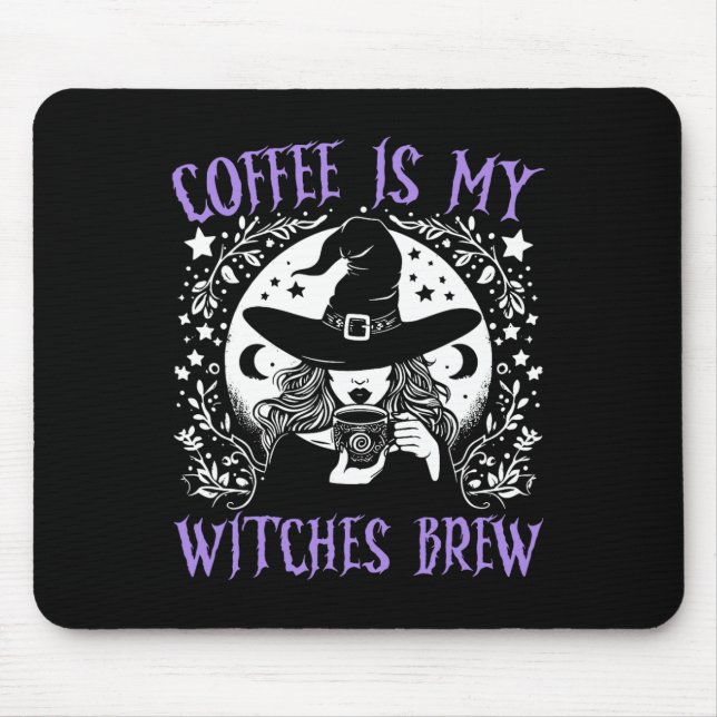 Kaffe är min vinkling Brew Retro Halloween Witch B Musmatta (Framsidan)