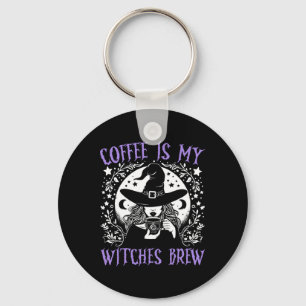Kaffe är min vinkling Brew Retro Halloween Witch B Nyckelring