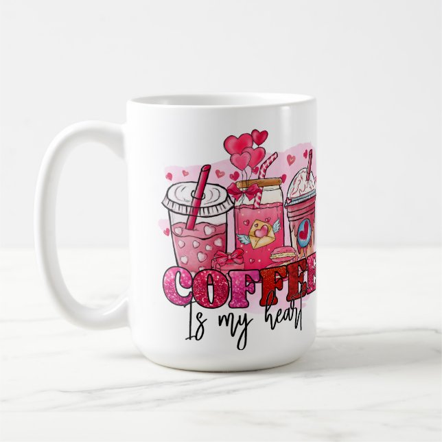 KAFFE ÄR MITT HJÄRTA VALENTINS DAG KAFFEMUGG (Vänster)