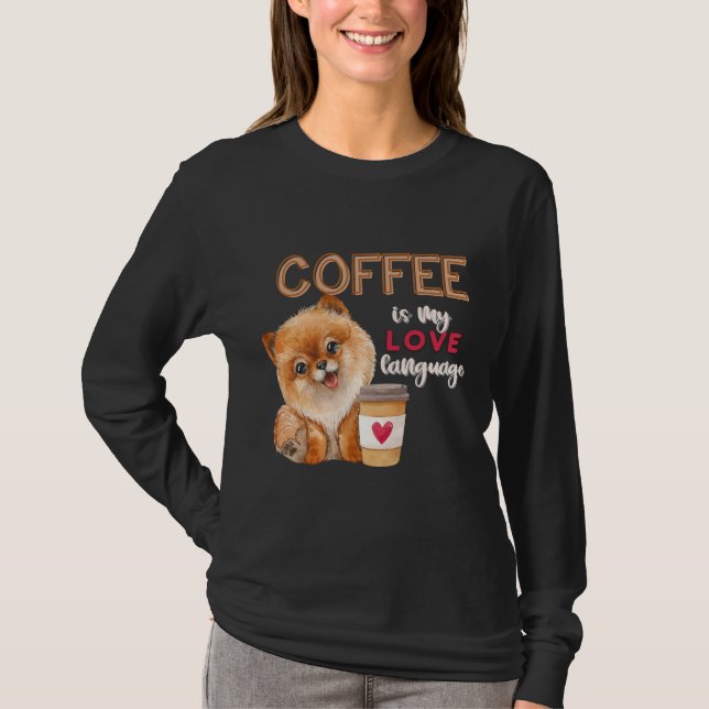 Kaffe är mitt Kärlek-språk Pomeransk marionettvale T Shirt (Framsida)