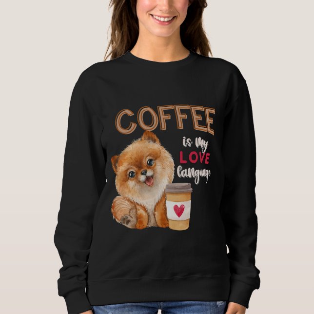 Kaffe är mitt Kärlek-språk Pomeransk marionettvale T Shirt (Framsida)