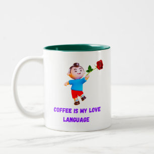 Kaffe är mitt Kärlek språk Två-Tonad Mugg
