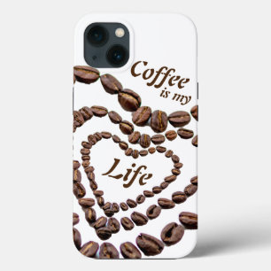 Kaffe är mitt liv med kaffebönor som hjärta
