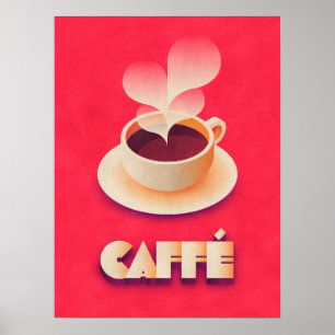Kaffe Art Deco Red Poster