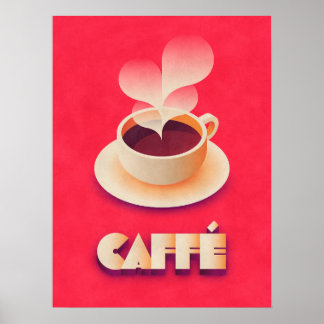 Kaffe Art Deco Red Poster
