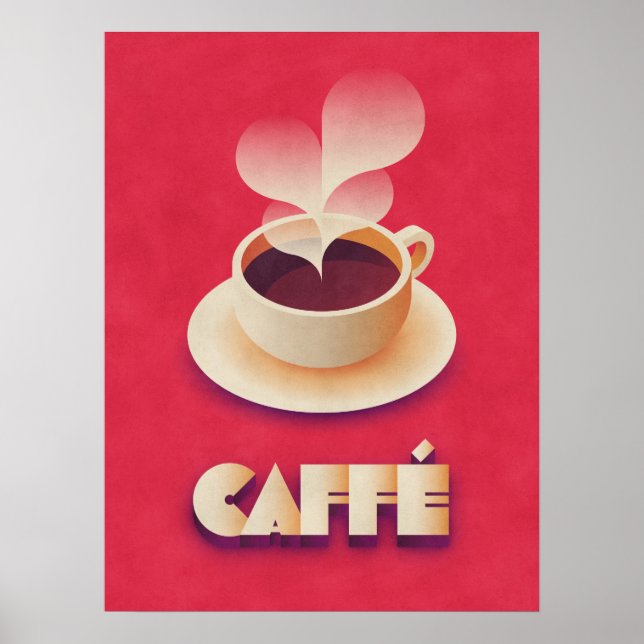 Kaffe Art Deco Red Poster (Framsidan)