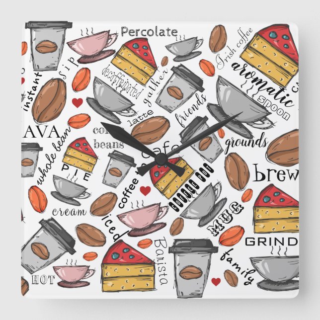 Kaffe av Älskare-kaffe eller Café Clock Fyrkantig Klocka (Framsida)