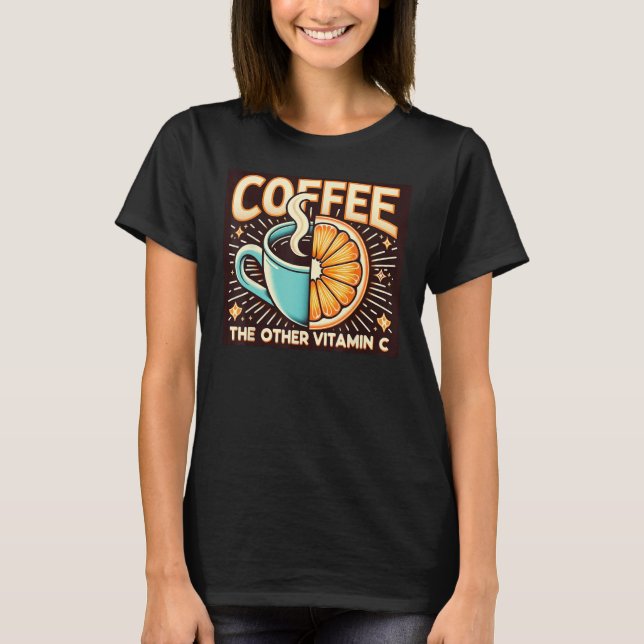 Kaffe av annat vitamin C - Finny Coffee Älskare T Shirt (Framsida)