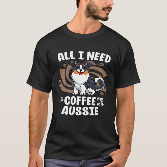 Kaffe av australian shepherd Mamma och Hund Aussie T Shirt (Framsida)