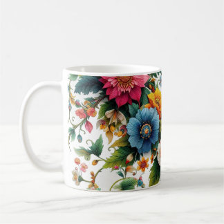 Kaffe av botanisk blommigt mugg
