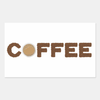 Kaffe av kaffebönor och drycker rektangulärt klistermärke