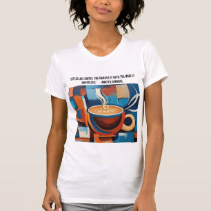 Kaffe av kaffekonst i abstrakt på vit t-shirt