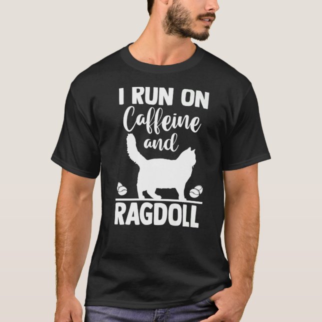 Kaffe av Mamma i Springa på koffein och ragdoll T Shirt (Framsida)