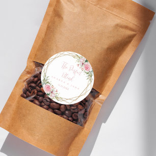 Kaffe av perfekt Blend Flower Bröllop Runt Klistermärke