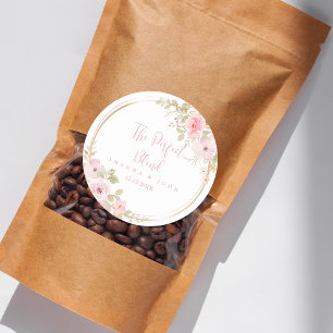 Kaffe av perfekt Blend Flower Bröllop Runt Klistermärke