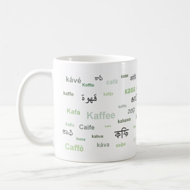 Kaffe av världsmuggen (i grönt) kaffemugg (Vänster)