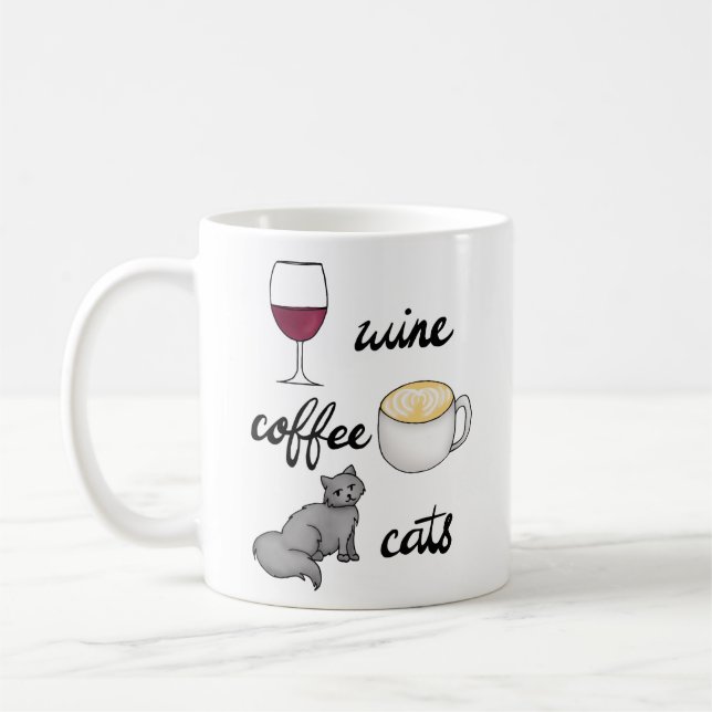 Kaffe av Vin-katter, katt Lover Mugg (Vänster)