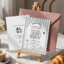 Kaffe Baby Är Bryggd Modern Barnkalas Inbjudan