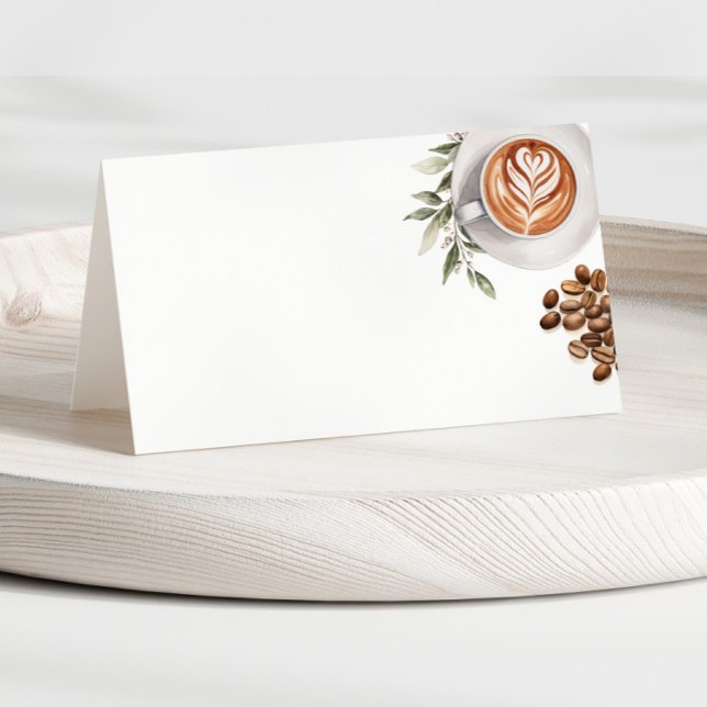 Kaffe Baby Shower - en Baby Bryggs Matetikett Placeringskort (Coffee Baby Shower - a Baby is Brewing Food Label Place Card)