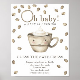 Kaffe baby shower Gissa den söta röra Poster