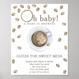Kaffe baby shower Gissa den söta röra Poster