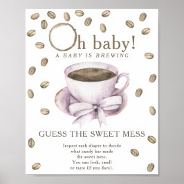 Kaffe baby shower Gissa den söta rörelsen Poster