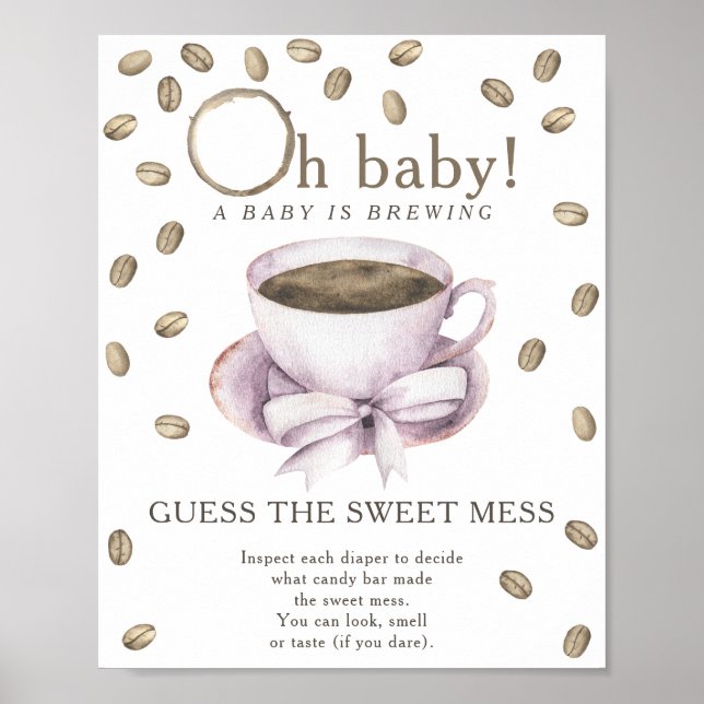 Kaffe baby shower Gissa den söta rörelsen Poster (Framsidan)