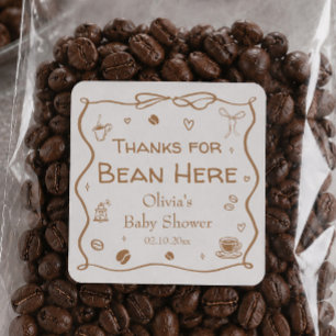 Kaffe Baby Shower Kaffe Böna Förmån Fyrkantigt Klistermärke