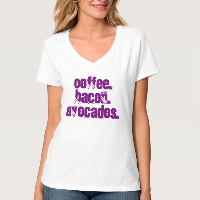 Kaffe. Bacon. Avokadon. Ketogenic uppehälle för Tee (Framsida)