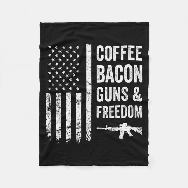 Kaffe Bacon Vapen & Dom - Bbq Grill Roligt Vapen  Fleecefilt (Framsidan)