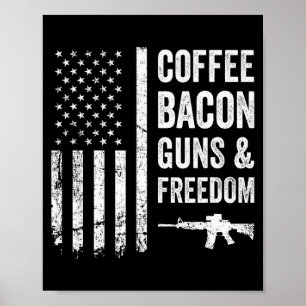 Kaffe Bacon Vapen & Dom - Bbq Grill Roligt Vapen Poster