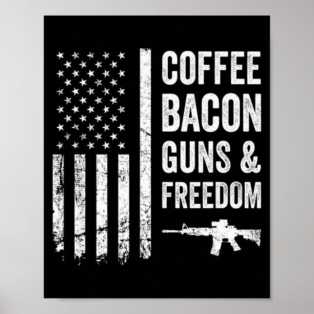 Kaffe Bacon Vapen & Dom - Bbq Grill Roligt Vapen  Poster (Framsidan)