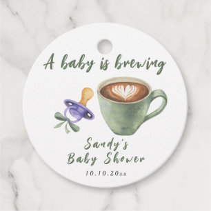 Kaffe Båge Napp Babykalas Gåvor Etiketter